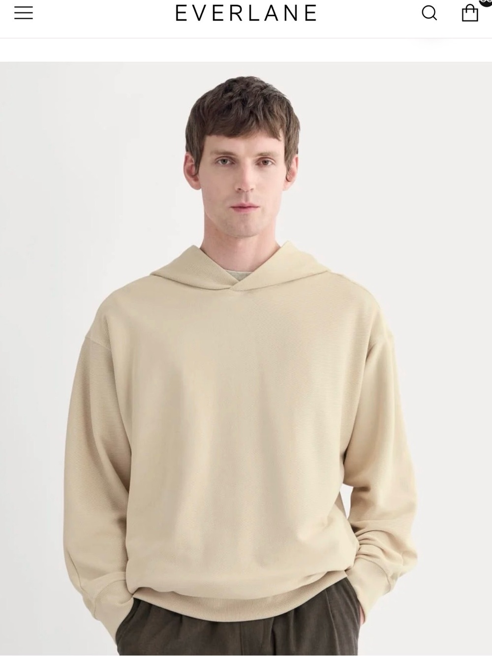 Everlane 100% Organic Cotton- Men’s XXL- Peyote Twill Terry Hoodie Sweatshirt